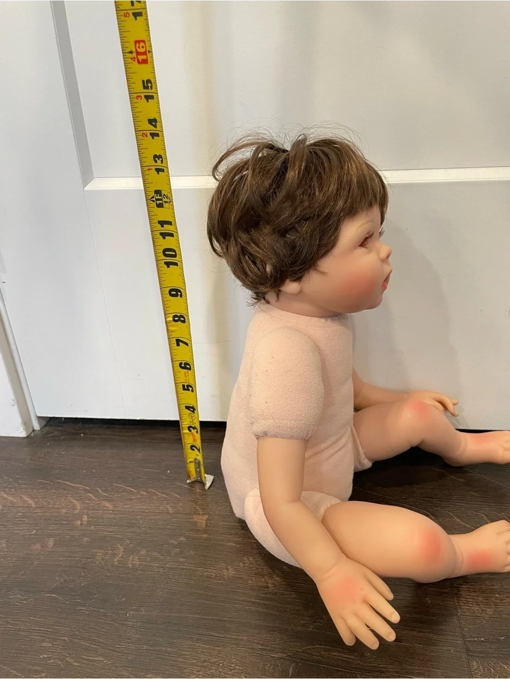 Yesteria Reborn Baby Doll Brown Hair Blue Eye Lifelike Realistic Toy MISSING EYE